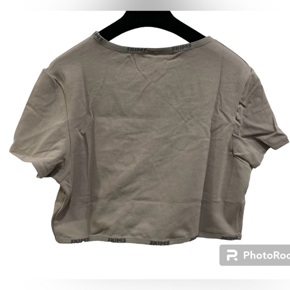 SKIMS COTTON LOGO SUPER CROPPED T-SHIRT SZ LARGE COLOR SMOKE - Picture 5 of 9